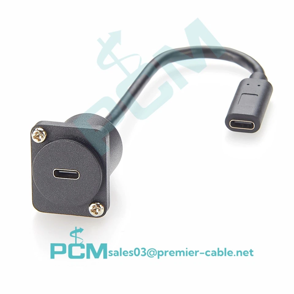 DタイプUSB3.1タイプCパネルマウントデュアルパスメスからメスケーブル
