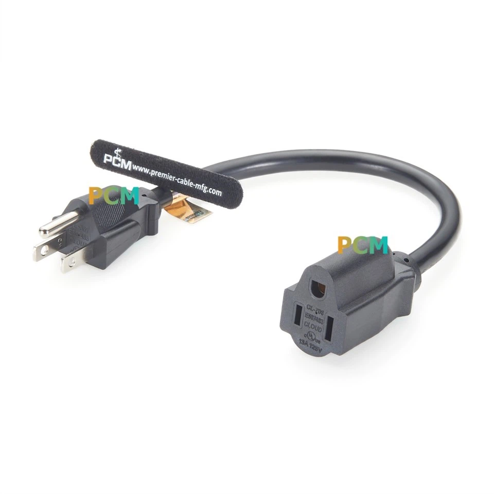 NEMA 5-15P To 5-15R Extension Power Cord