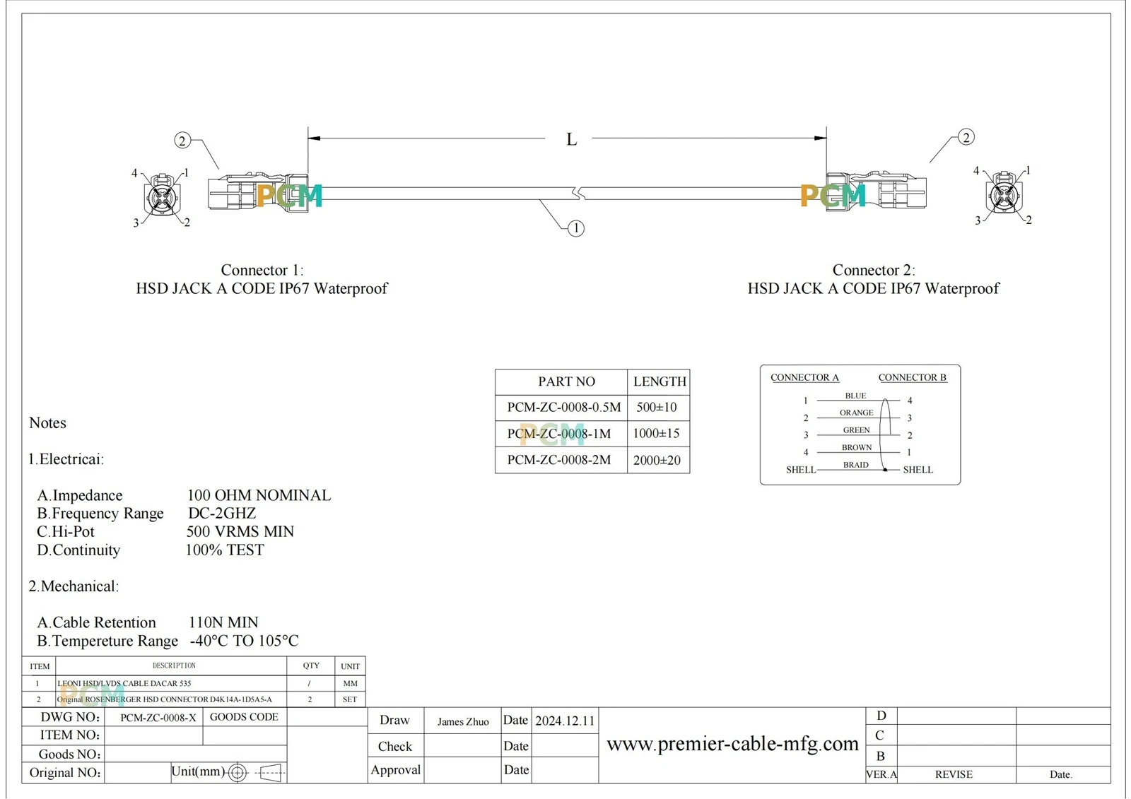 ZCL016-008-X HSD 05M 1M 2M-00