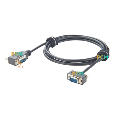 直角ロープロファイル HD15 VGA ケーブル