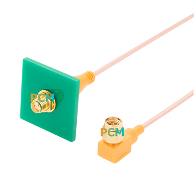 SMA オス直角 - SMA メスバルクヘッド RG316 ケーブル